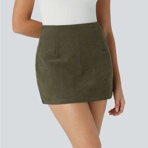 Olive Corduroy Mini Skirt